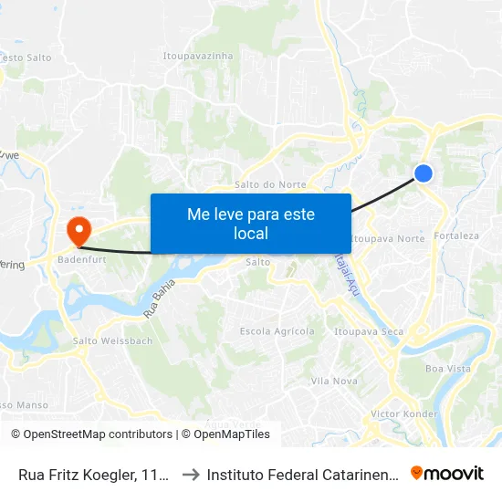 Rua Fritz Koegler, 1169 to Instituto Federal Catarinense map