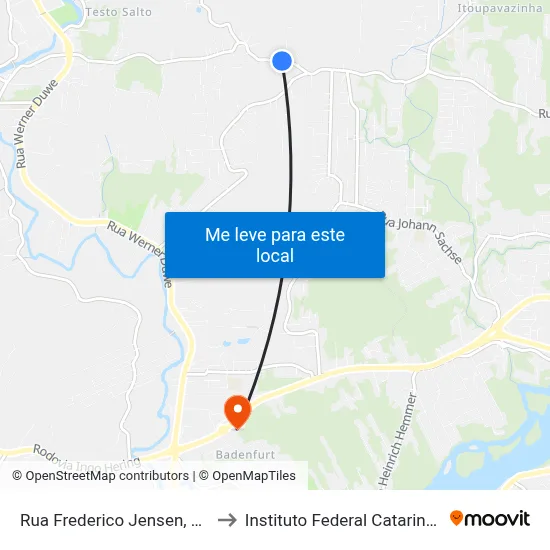 Rua Frederico Jensen, 4830 to Instituto Federal Catarinense map