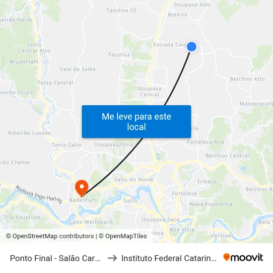 Ponto Final - Salão Carolina to Instituto Federal Catarinense map