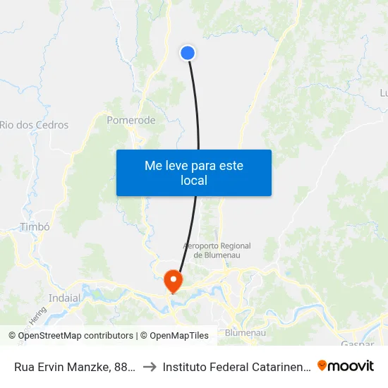 Rua Ervin Manzke, 8800 to Instituto Federal Catarinense map
