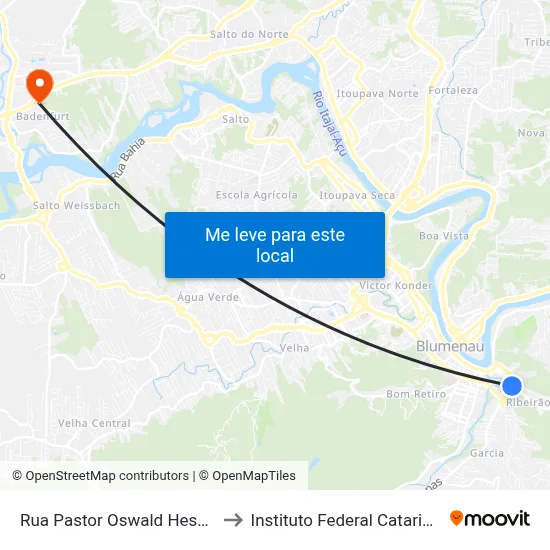 Rua Pastor Oswald Hesse, 61 to Instituto Federal Catarinense map