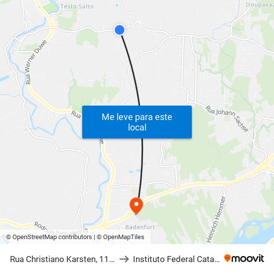 Rua Christiano Karsten, 1132-1168 to Instituto Federal Catarinense map