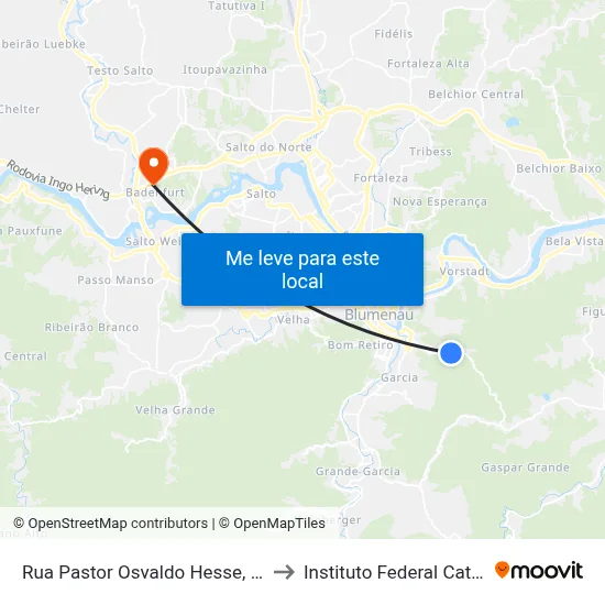 Rua Pastor Osvaldo Hesse, 1384-1488 to Instituto Federal Catarinense map