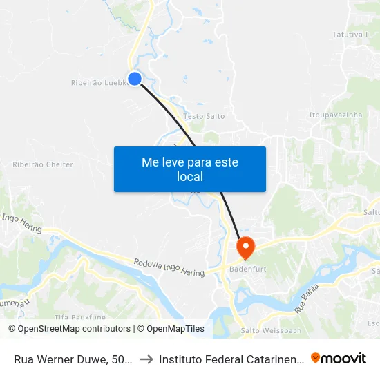 Rua Werner Duwe, 5001 to Instituto Federal Catarinense map