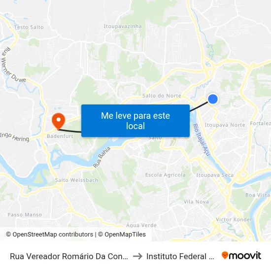 Rua Vereador Romário Da Conceição Badia, 637 to Instituto Federal Catarinense map