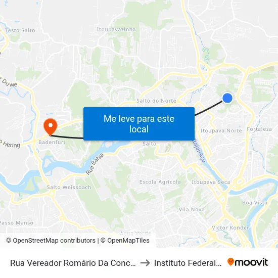 Rua Vereador Romário Da Conceição Badia, 522-554 to Instituto Federal Catarinense map