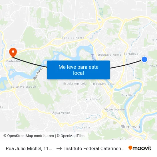 Rua Júlio Michel, 1150 to Instituto Federal Catarinense map