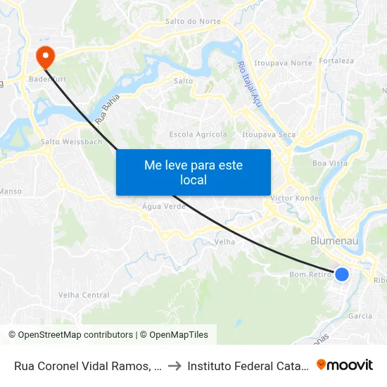 Rua Coronel Vidal Ramos, 246-382 to Instituto Federal Catarinense map