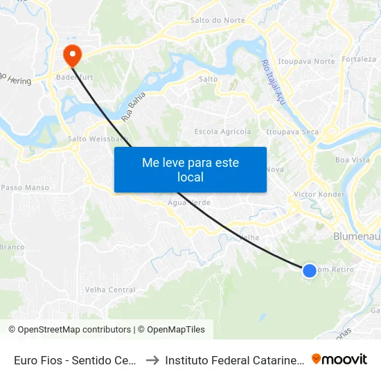 Euro Fios - Sentido Centro to Instituto Federal Catarinense map