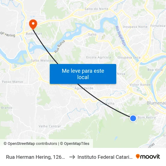 Rua Herman Hering, 1261-1327 to Instituto Federal Catarinense map