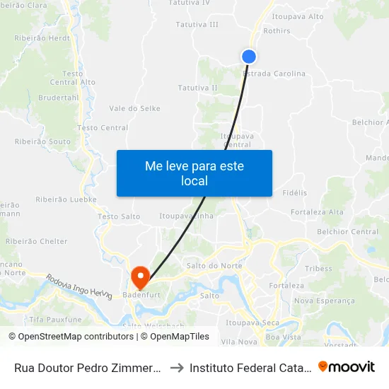 Rua Doutor Pedro Zimmermann, 29 to Instituto Federal Catarinense map