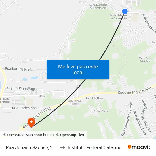 Rua Johann Sachse, 2407 to Instituto Federal Catarinense map
