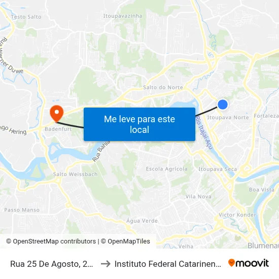 Rua 25 De Agosto, 230 to Instituto Federal Catarinense map