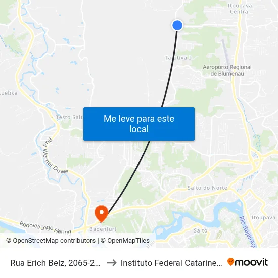 Rua Erich Belz, 2065-2115 to Instituto Federal Catarinense map