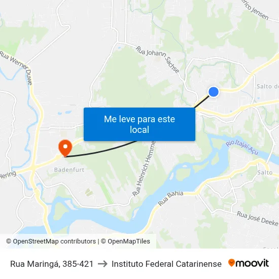 Rua Maringá, 385-421 to Instituto Federal Catarinense map