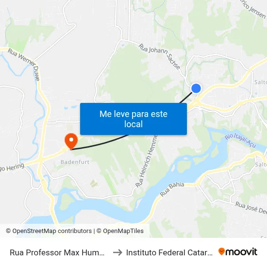 Rua Professor Max Humpl, 2309 to Instituto Federal Catarinense map