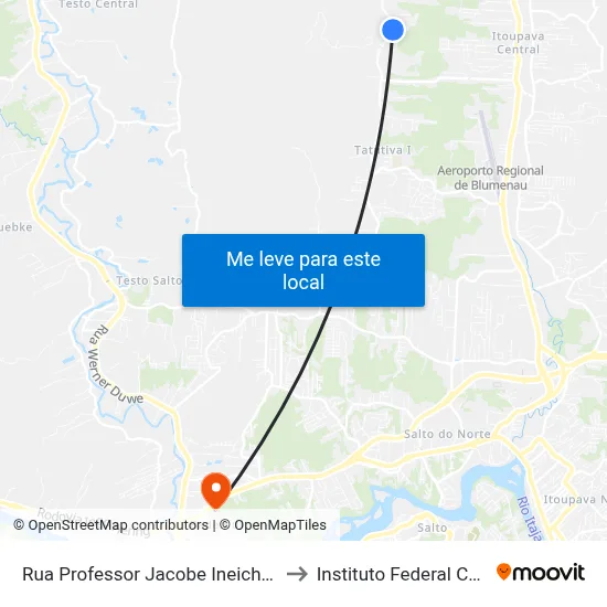 Rua Professor Jacobe Ineichen, 4824-4975 to Instituto Federal Catarinense map
