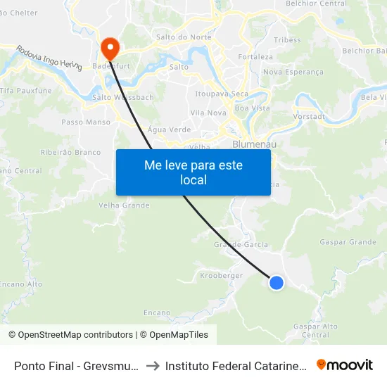 Ponto Final - Grevsmuehl to Instituto Federal Catarinense map