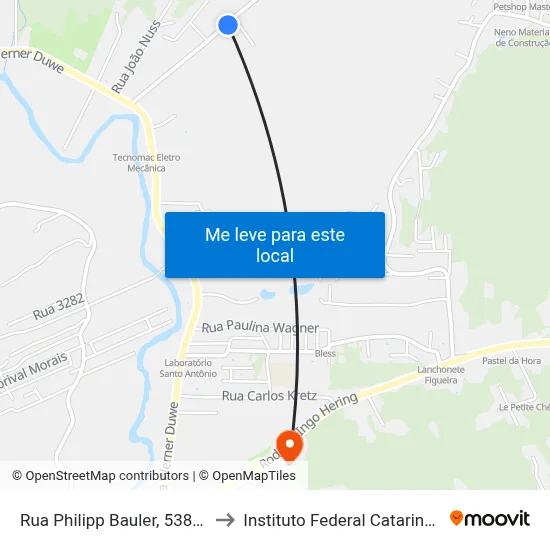 Rua Philipp Bauler, 538-558 to Instituto Federal Catarinense map