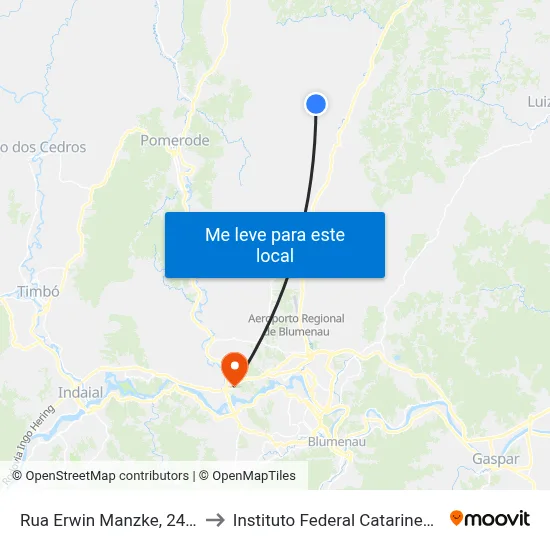 Rua Erwin Manzke, 2406 to Instituto Federal Catarinense map