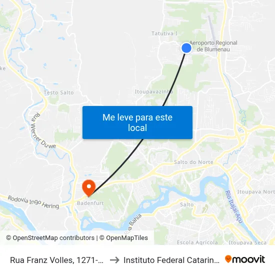Rua Franz Volles, 1271-1319 to Instituto Federal Catarinense map