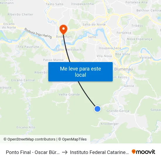 Ponto Final - Oscar Bürger to Instituto Federal Catarinense map