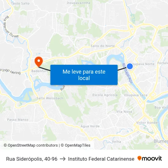 Rua Siderópolis, 40-96 to Instituto Federal Catarinense map
