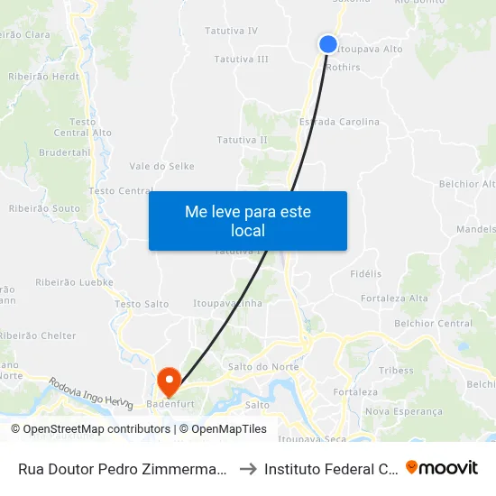 Rua Doutor Pedro Zimmermann, 13026-13182 to Instituto Federal Catarinense map