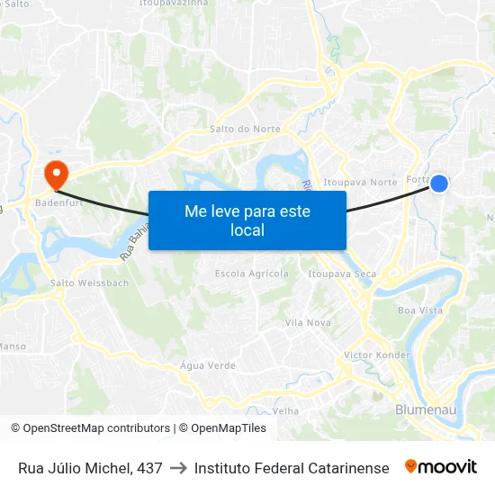 Rua Júlio Michel, 437 to Instituto Federal Catarinense map