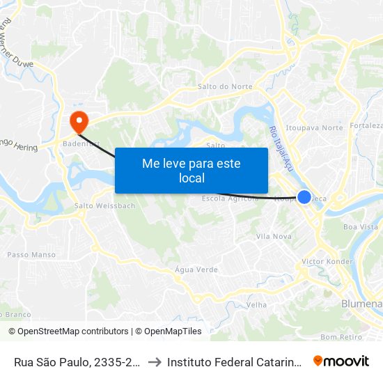 Rua São Paulo, 2335-2507 to Instituto Federal Catarinense map