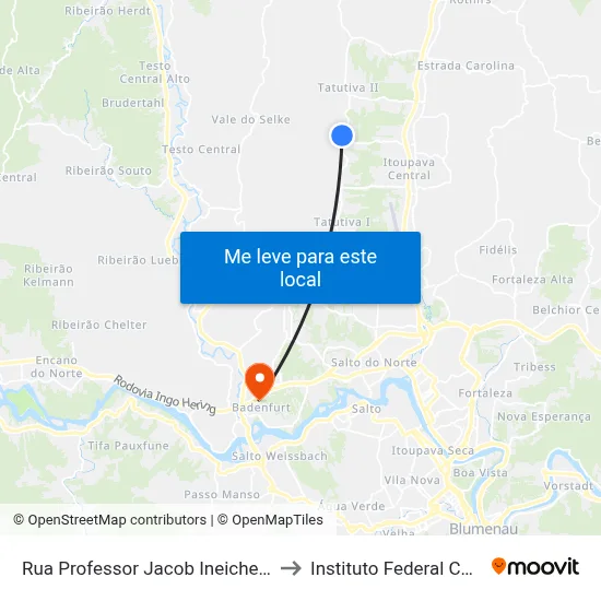 Rua Professor Jacob Ineichen, 5851-5915 to Instituto Federal Catarinense map