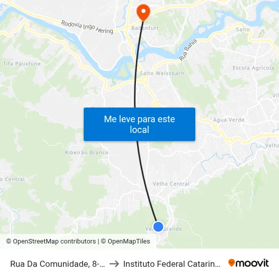 Rua Da Comunidade, 8-142 to Instituto Federal Catarinense map