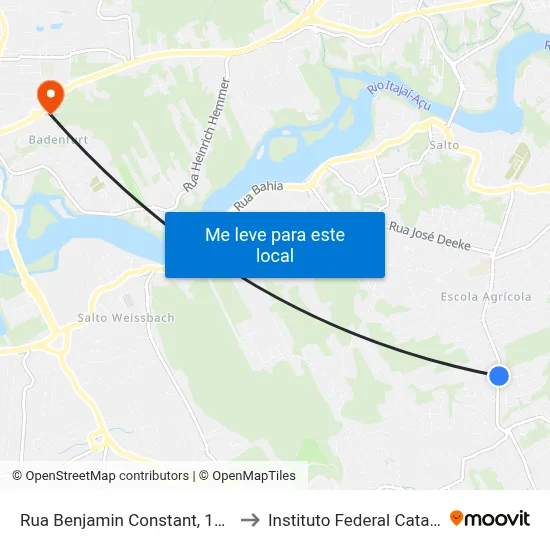 Rua Benjamin Constant, 1651-1719 to Instituto Federal Catarinense map