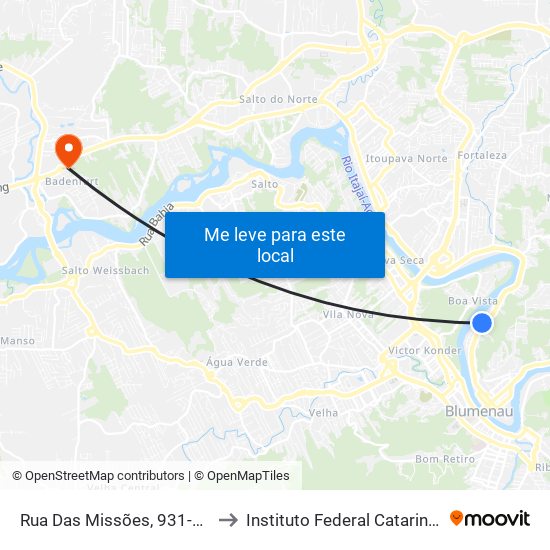 Rua Das Missões, 931-1011 to Instituto Federal Catarinense map