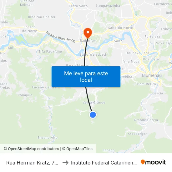 Rua Herman Kratz, 729 to Instituto Federal Catarinense map