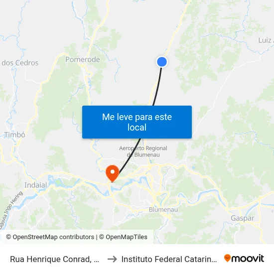 Rua Henrique Conrad, 1463 to Instituto Federal Catarinense map