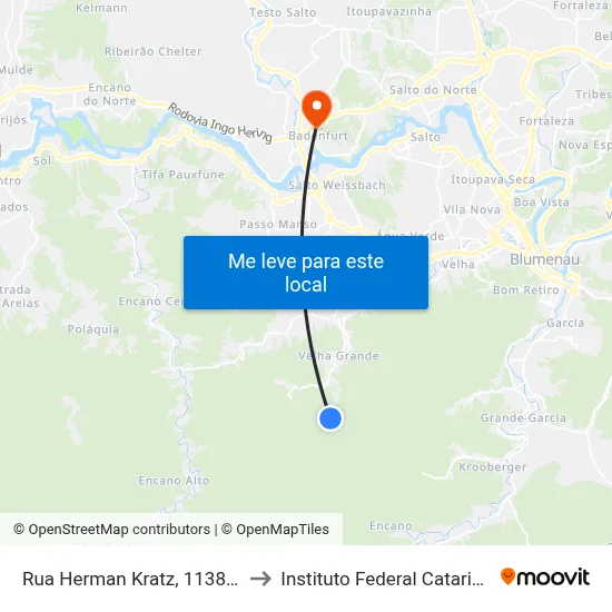 Rua Herman Kratz, 1138-1326 to Instituto Federal Catarinense map
