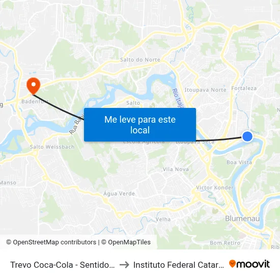 Trevo Coca-Cola - Sentido Centro to Instituto Federal Catarinense map