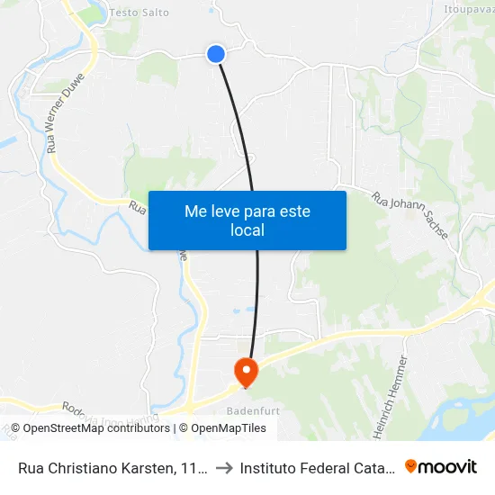Rua Christiano Karsten, 1131-1167 to Instituto Federal Catarinense map