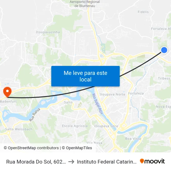 Rua Morada Do Sol, 602-706 to Instituto Federal Catarinense map