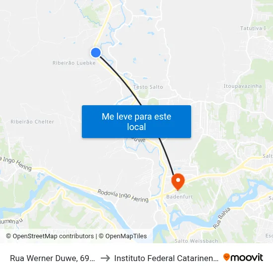 Rua Werner Duwe, 6916 to Instituto Federal Catarinense map