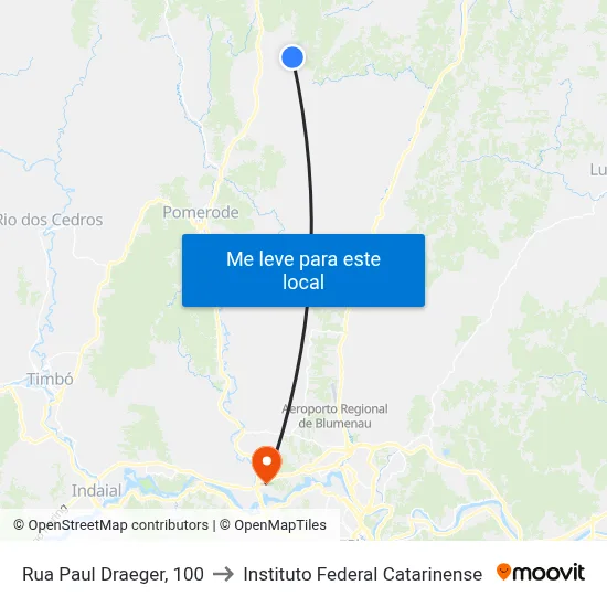 Rua Paul Draeger, 100 to Instituto Federal Catarinense map