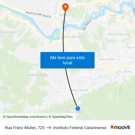 Rua Franz Muller, 725 to Instituto Federal Catarinense map