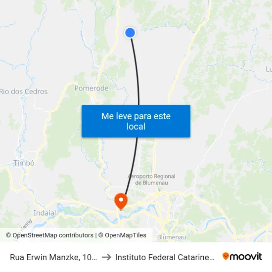 Rua Erwin Manzke, 1025 to Instituto Federal Catarinense map