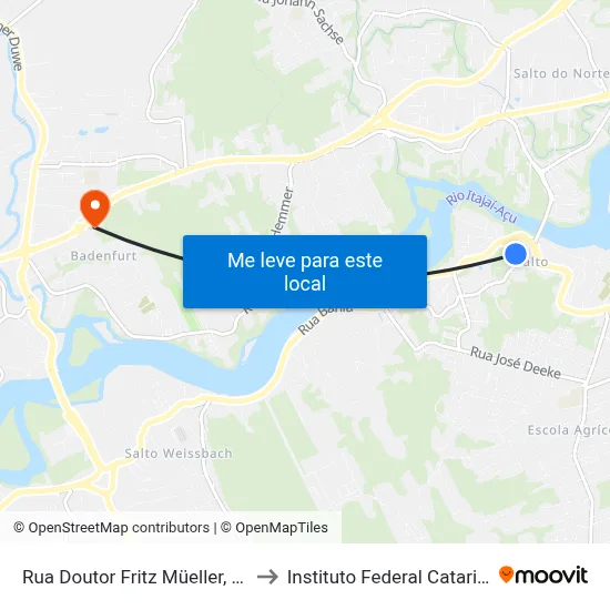 Rua Doutor Fritz Müeller, 94-140 to Instituto Federal Catarinense map