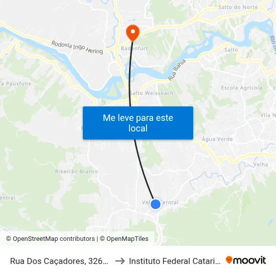 Rua Dos Caçadores, 3261-3289 to Instituto Federal Catarinense map