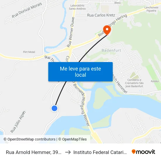 Rua Arnold Hemmer, 394-812 to Instituto Federal Catarinense map