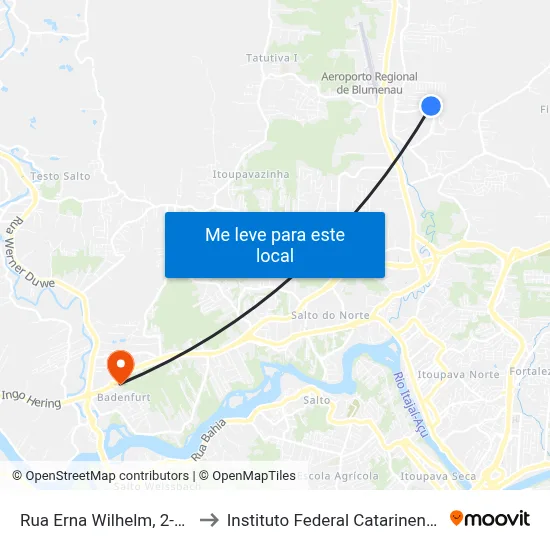 Rua Erna Wilhelm, 2-62 to Instituto Federal Catarinense map