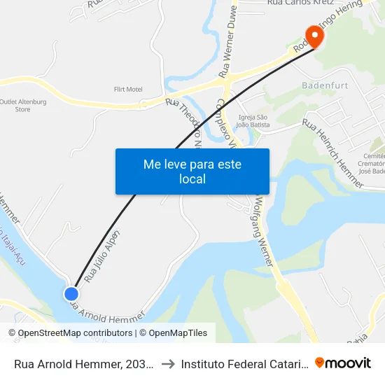 Rua Arnold Hemmer, 2032-2060 to Instituto Federal Catarinense map