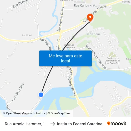Rua Arnold Hemmer, 1246 to Instituto Federal Catarinense map